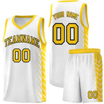 Custom White Gold Personalized Side Symmetrical Line Pattern Sports Uniform Basketball Jersey | BuyFootballJersey