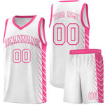 Custom White Pink Personalized Side Symmetrical Line Pattern Sports Uniform Basketball Jersey | BuyFootballJersey