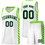 Custom White Fluorescent Green Personalized Side Symmetrical Line Pattern Sports Uniform Basketball Jersey | BuyFootballJersey