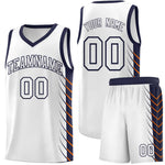 Custom White Navy Personalized Side Symmetrical Line Pattern Sports Uniform Basketball Jersey | BuyFootballJersey