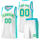 Custom White Sky Blue Personalized Side Symmetrical Line Pattern Sports Uniform Basketball Jersey | BuyFootballJersey