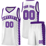Custom White Purple Personalized Side Symmetrical Line Pattern Sports Uniform Basketball Jersey | BuyFootballJersey
