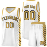 Custom White Old Gold Personalized Side Symmetrical Line Pattern Sports Uniform Basketball Jersey | BuyFootballJersey