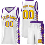 Custom White Purple Personalized Side Symmetrical Line Pattern Sports Uniform Basketball Jersey | BuyFootballJersey