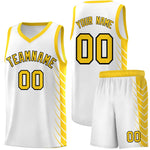 Custom White Gold Personalized Side Symmetrical Line Pattern Sports Uniform Basketball Jersey | BuyFootballJersey