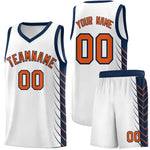 Custom White Navy Personalized Side Symmetrical Line Pattern Sports Uniform Basketball Jersey | BuyFootballJersey