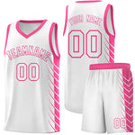 Custom White Pink Personalized Side Symmetrical Line Pattern Sports Uniform Basketball Jersey | BuyFootballJersey