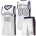 Custom White Navy Personalized Side Symmetrical Line Pattern Sports Uniform Basketball Jersey | BuyFootballJersey