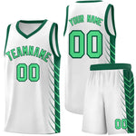 Custom White Kelly Green Personalized Side Symmetrical Line Pattern Sports Uniform Basketball Jersey | BuyFootballJersey