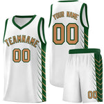 Custom White Green Personalized Side Symmetrical Line Pattern Sports Uniform Basketball Jersey | BuyFootballJersey