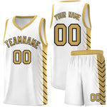 Custom White Old Gold Personalized Side Symmetrical Line Pattern Sports Uniform Basketball Jersey | BuyFootballJersey
