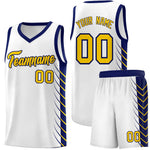 Custom White Navy Personalized Side Symmetrical Line Pattern Sports Uniform Basketball Jersey | BuyFootballJersey