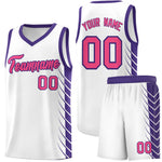 Custom White Purple Personalized Side Symmetrical Line Pattern Sports Uniform Basketball Jersey | BuyFootballJersey