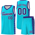 Custom Sky Blue Royal Personalized Side Symmetrical Line Pattern Sports Uniform Basketball Jersey | BuyFootballJersey