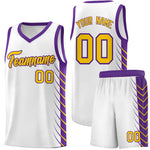 Custom White Purple Personalized Side Symmetrical Line Pattern Sports Uniform Basketball Jersey | BuyFootballJersey