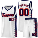 Custom White Navy Personalized Side Symmetrical Line Pattern Sports Uniform Basketball Jersey | BuyFootballJersey
