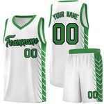 Custom White Kelly Green Personalized Side Symmetrical Line Pattern Sports Uniform Basketball Jersey | BuyFootballJersey