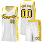 Custom White Gold Personalized Side Symmetrical Line Pattern Sports Uniform Basketball Jersey | BuyFootballJersey