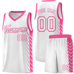 Custom White Pink Personalized Side Symmetrical Line Pattern Sports Uniform Basketball Jersey | BuyFootballJersey