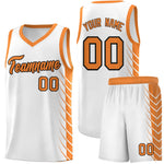 Custom White Gold Orange Personalized Side Symmetrical Line Pattern Sports Uniform Basketball Jersey | BuyFootballJersey