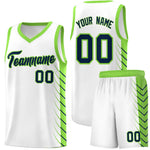 Custom White Fluorescent Green Personalized Side Symmetrical Line Pattern Sports Uniform Basketball Jersey | BuyFootballJersey