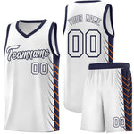Custom White Navy Personalized Side Symmetrical Line Pattern Sports Uniform Basketball Jersey | BuyFootballJersey