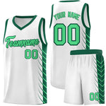 Custom White Kelly Green Personalized Side Symmetrical Line Pattern Sports Uniform Basketball Jersey | BuyFootballJersey