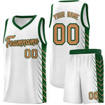 Custom White Green Personalized Side Symmetrical Line Pattern Sports Uniform Basketball Jersey | BuyFootballJersey