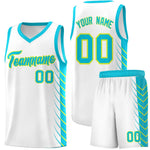 Custom White Sky Blue Personalized Side Symmetrical Line Pattern Sports Uniform Basketball Jersey | BuyFootballJersey