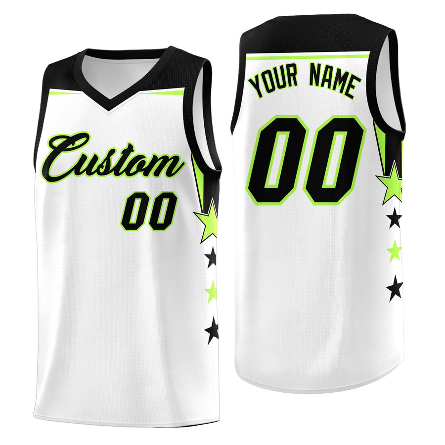 Custom White Navy Two Tone Side Star Color Block Wrinkle-Resistant Uniform Basketball Jersey | BuyFootballJersey