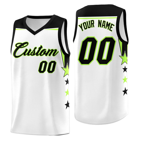 Custom White Navy Two Tone Side Star Color Block Wrinkle-Resistant Uniform Basketball Jersey | BuyFootballJersey