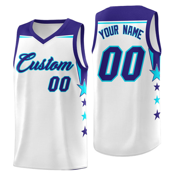 Custom White Orange Two Tone Side Star Color Block Breathable Uniform Basketball Jersey | BuyFootballJersey
