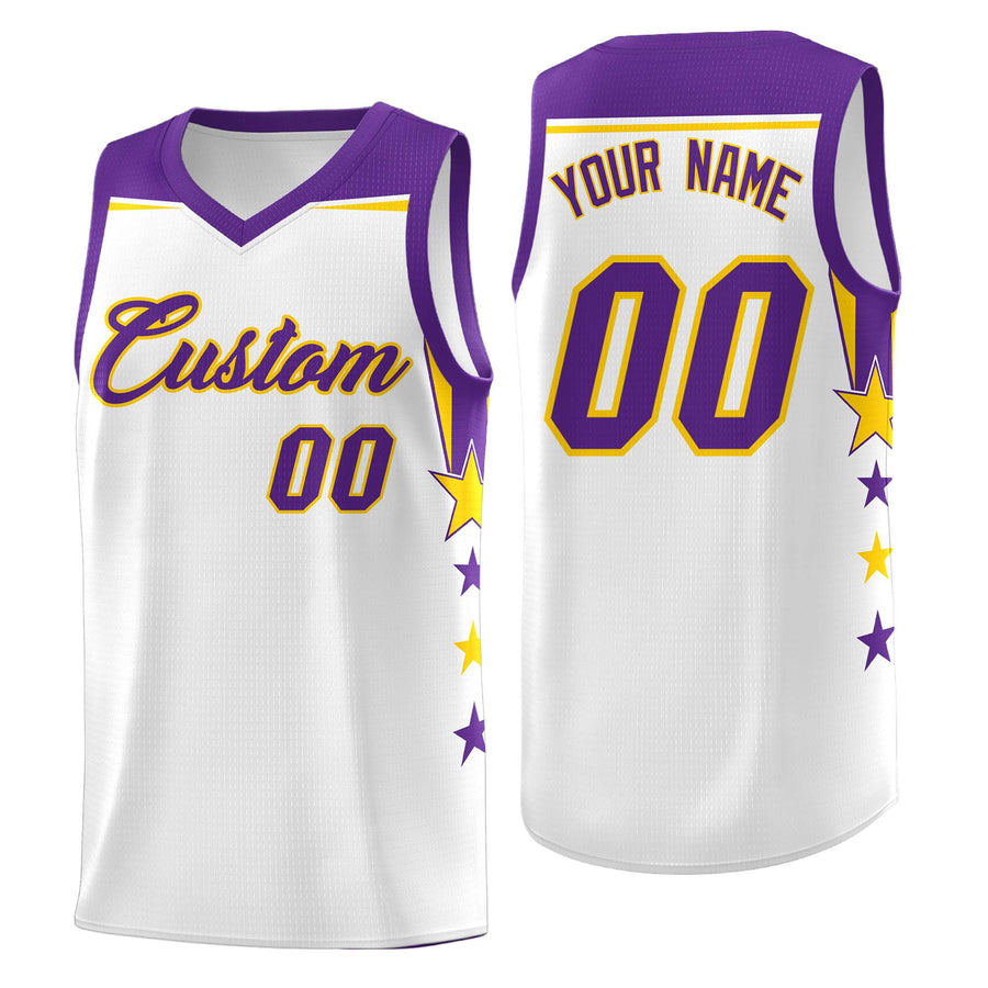 Custom White Kelly Green Two Tone Side Star Color Block Wrinkle-Resistant Uniform Basketball Jersey | BuyFootballJersey