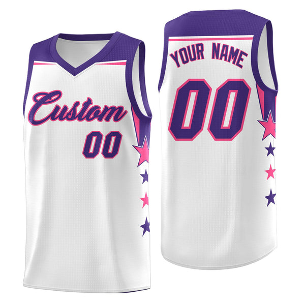 Custom White Red Two Tone Side Star Color Block Wrinkle-Resistant Uniform Basketball Jersey | BuyFootballJersey