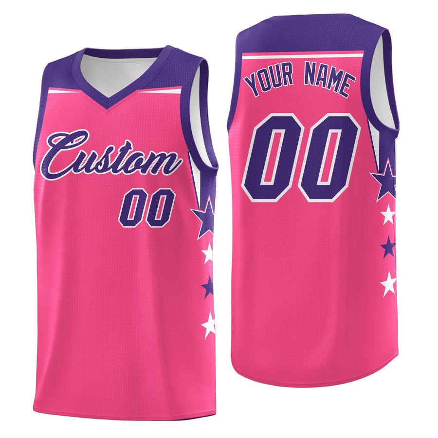 Custom Red White Two Tone Side Star Color Block Drapable Uniform Basketball Jersey | BuyFootballJersey