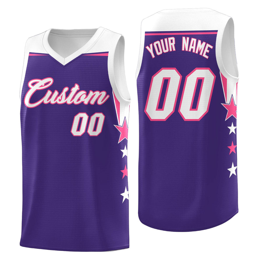 Custom Aqua Red Two Tone Side Star Color Block Sublimation Printing Uniform Basketball Jersey | BuyFootballJersey