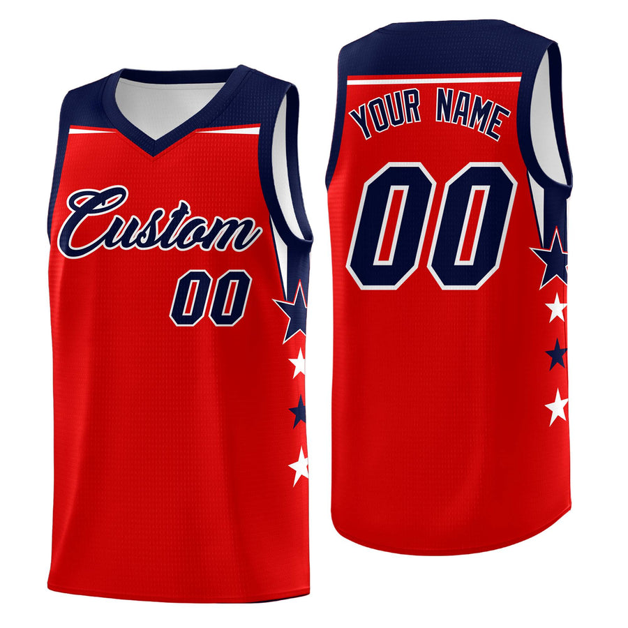Custom Orange Navy Two Tone Side Star Color Block Lightweight Uniform Basketball Jersey | BuyFootballJersey