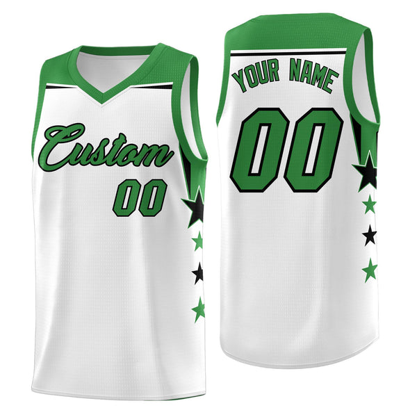 Custom White Light Pink Two Tone Side Star Color Block Breathable Uniform Basketball Jersey | BuyFootballJersey