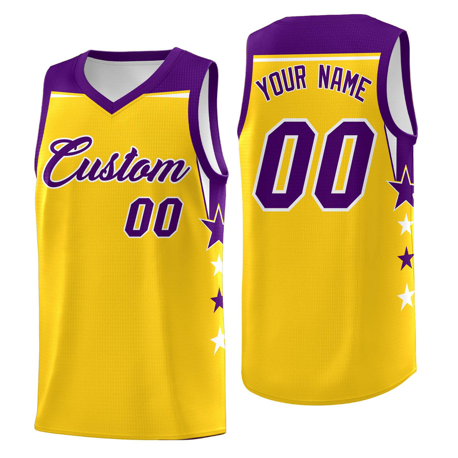 Custom Light Orange Gold Two Tone Side Star Color Block Lightweight Uniform Basketball Jersey | BuyFootballJersey
