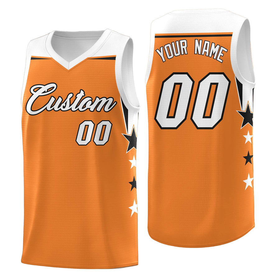 Custom Black Old Gold Two Tone Side Star Color Block Drapable Uniform Basketball Jersey | BuyFootballJersey
