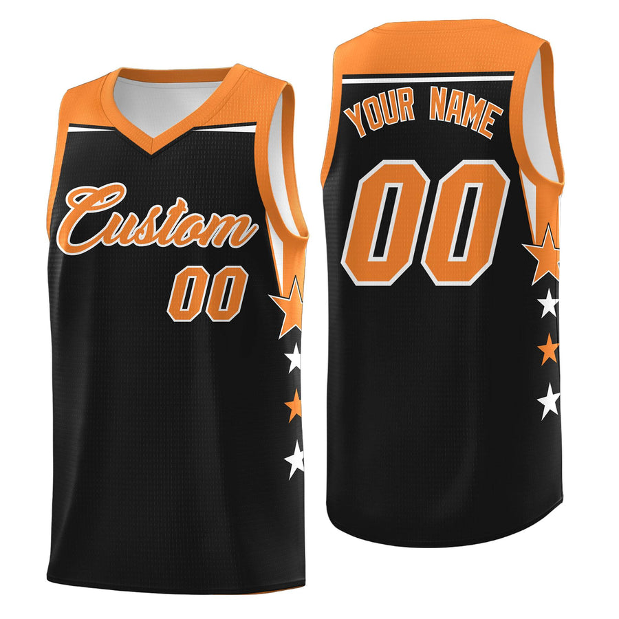 Custom Old Gold Black Two Tone Side Star Color Block Sublimation Printing Uniform Basketball Jersey | BuyFootballJersey