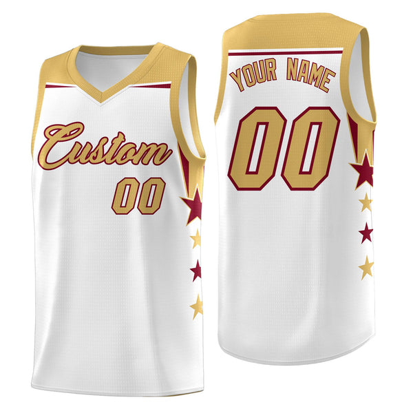 Custom White Green Two Tone Side Star Color Block Drapable Uniform Basketball Jersey | BuyFootballJersey