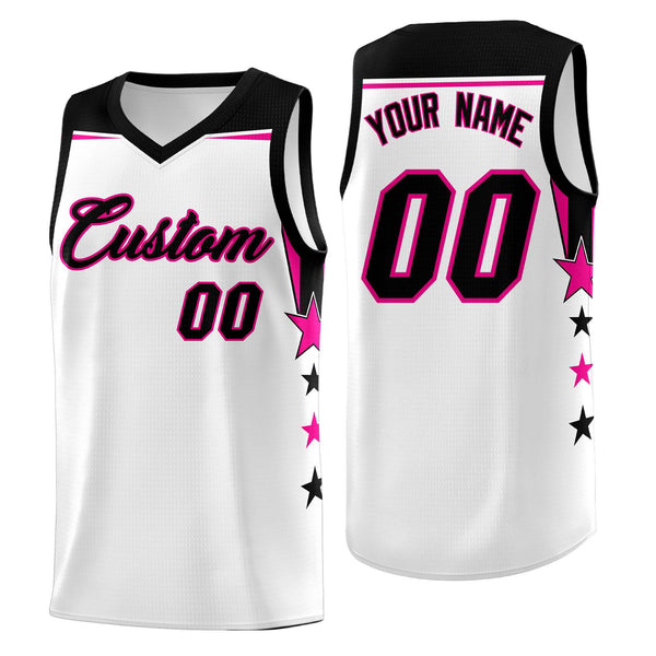 Custom White Fluorescent Green Two Tone Side Star Color Block Drapable Uniform Basketball Jersey | BuyFootballJersey