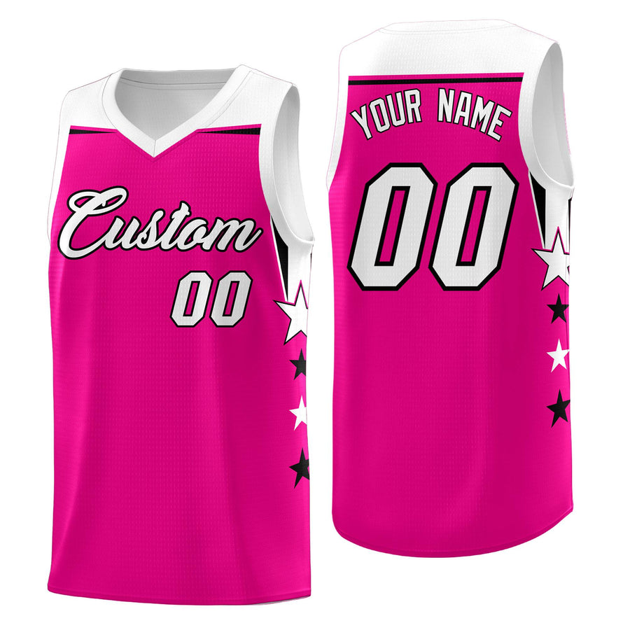 Custom Sky Blue Fluorescent Green Two Tone Side Star Color Block Breathable Uniform Basketball Jersey | BuyFootballJersey