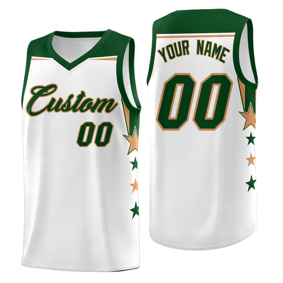 Custom White Pink Two Tone Side Star Color Block Quick-Drying Uniform Basketball Jersey | BuyFootballJersey