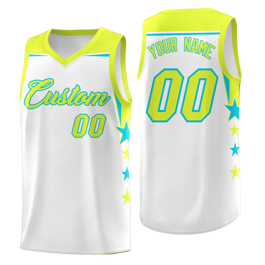 Custom White Red Two Tone Side Star Color Block Quick-Drying Uniform Basketball Jersey | BuyFootballJersey