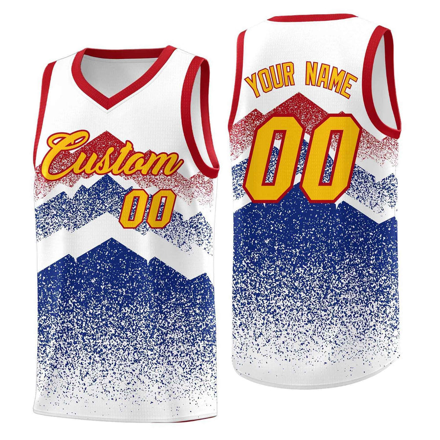 Custom White Royal Mountain Fade Lightweight Gradient Fashion Uniform Basketball Jersey | BuyFootballJersey
