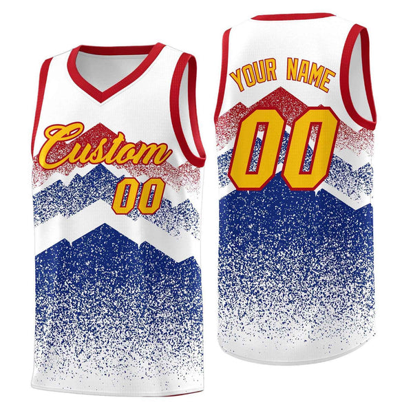 Custom White Royal Mountain Fade Lightweight Gradient Fashion Uniform Basketball Jersey | BuyFootballJersey