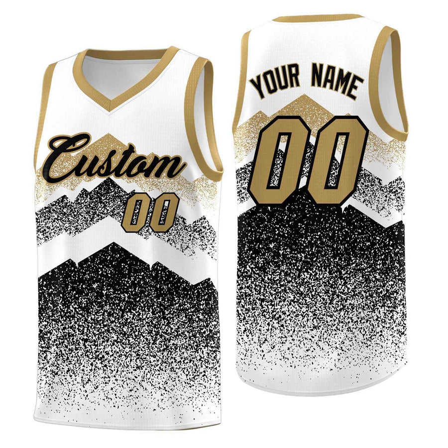 Custom White Black Mountain Fade Drapable Gradient Fashion Uniform Basketball Jersey | BuyFootballJersey
