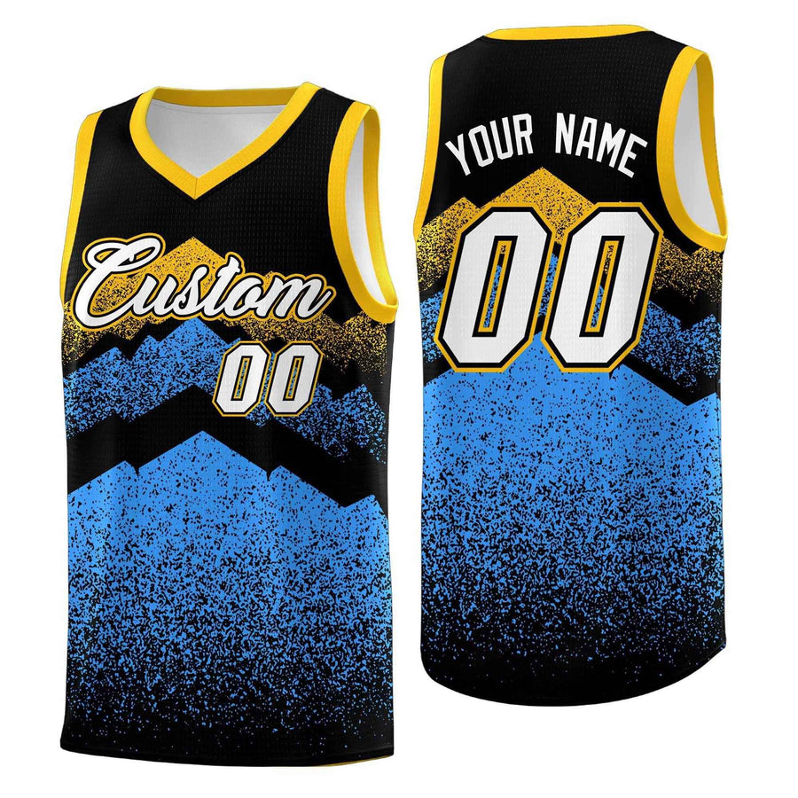 Custom Black Powder Blue Mountain Fade Drapable Gradient Fashion Uniform Basketball Jersey | BuyFootballJersey
